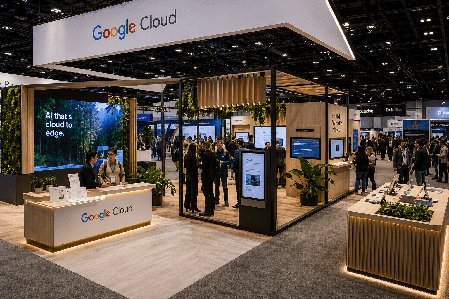 Experiential fabrication trends featuring modular event structures, interactive technology, sustainable materials, and modern trade show booth design.