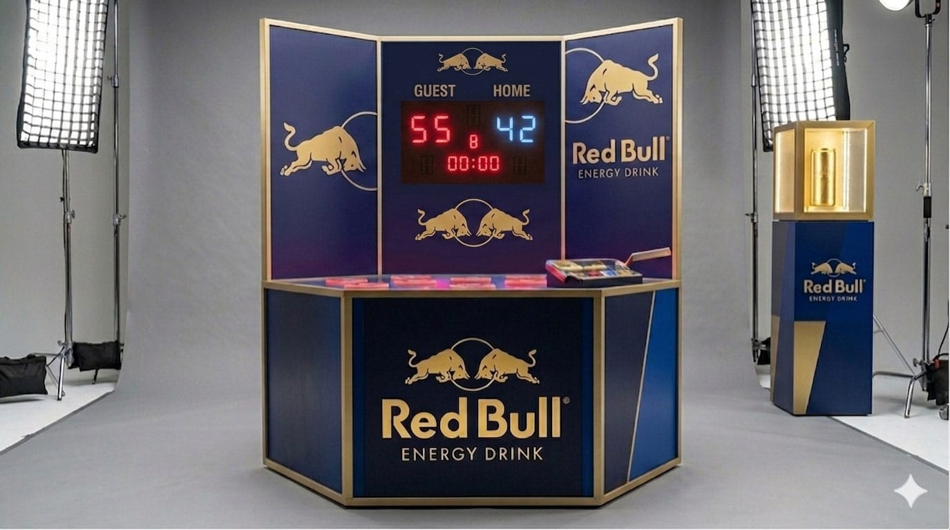 Interactive trade show game designed for experiential marketing, featuring custom fabrication, branded gameplay, attendee engagement, and lead generation.