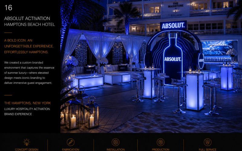 Custom experiential fabrication company building branded trade show booths, event displays, immersive activations, and experiential marketing environments.