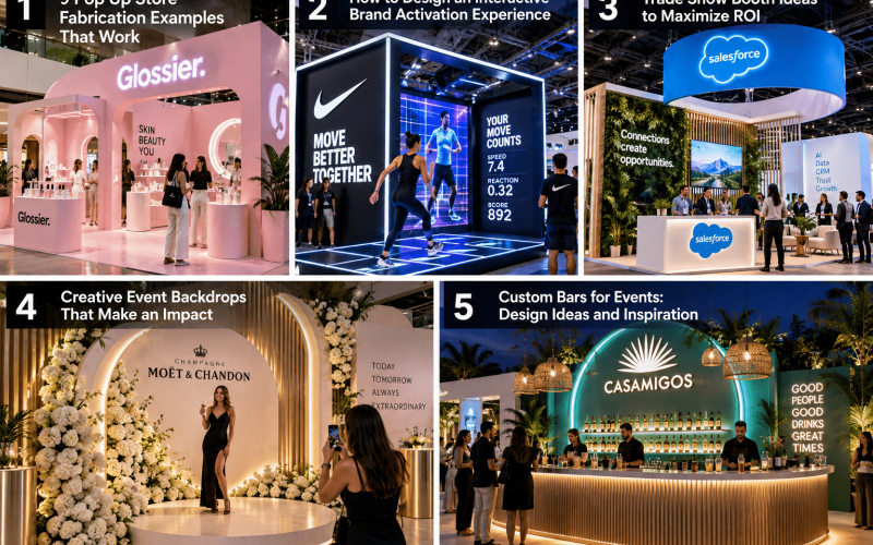 Dyson pop-up store with custom product displays, illuminated shelving, demonstration counters, and guests exploring the temporary retail environment.