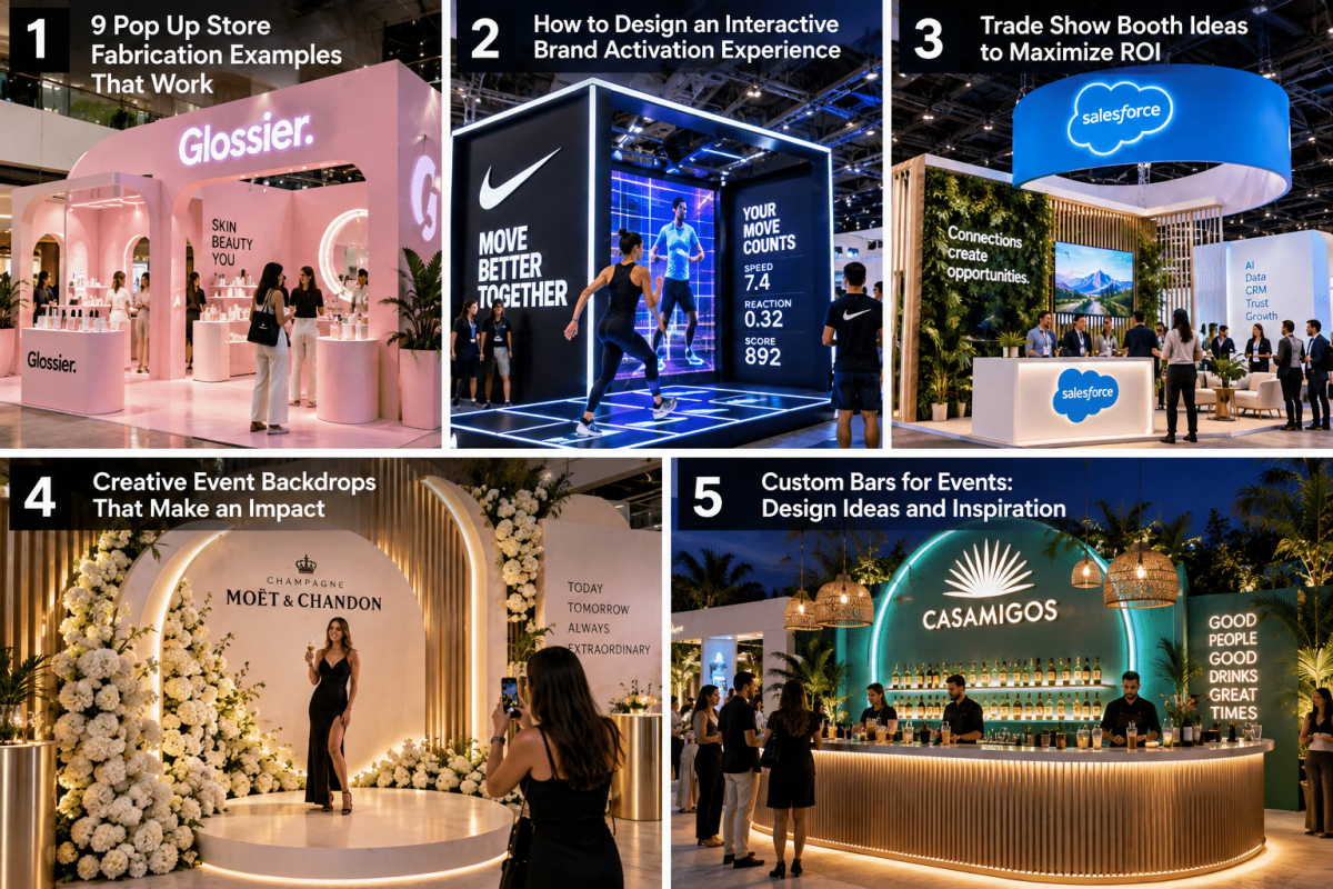 Dyson pop-up store with custom product displays, illuminated shelving, demonstration counters, and guests exploring the temporary retail environment.