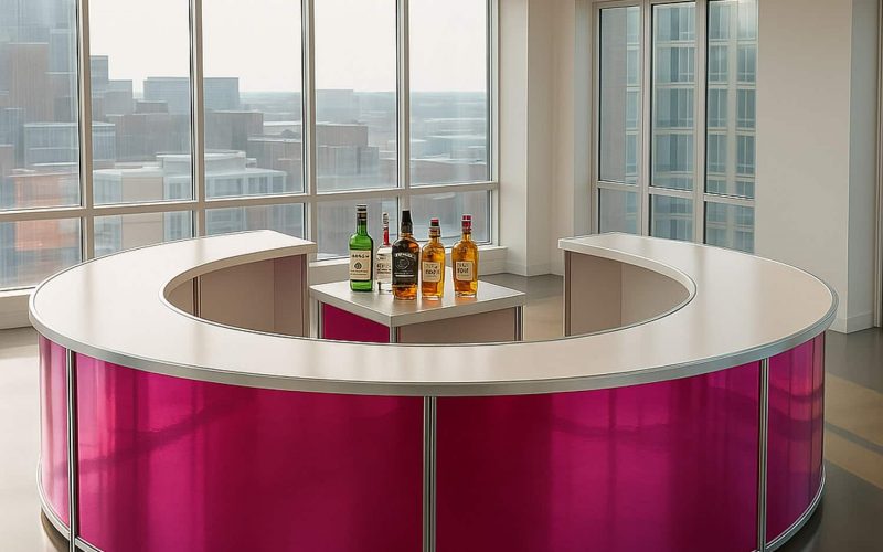 Custom Branded Circle Bar with Metallic Pink Panels