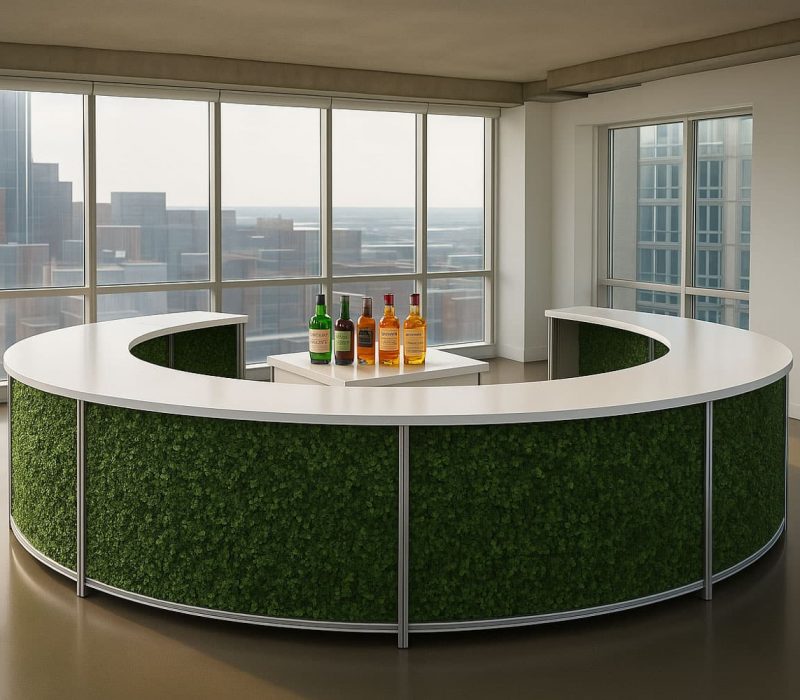 Custom Branded Circle Bar with Hedge Graphics