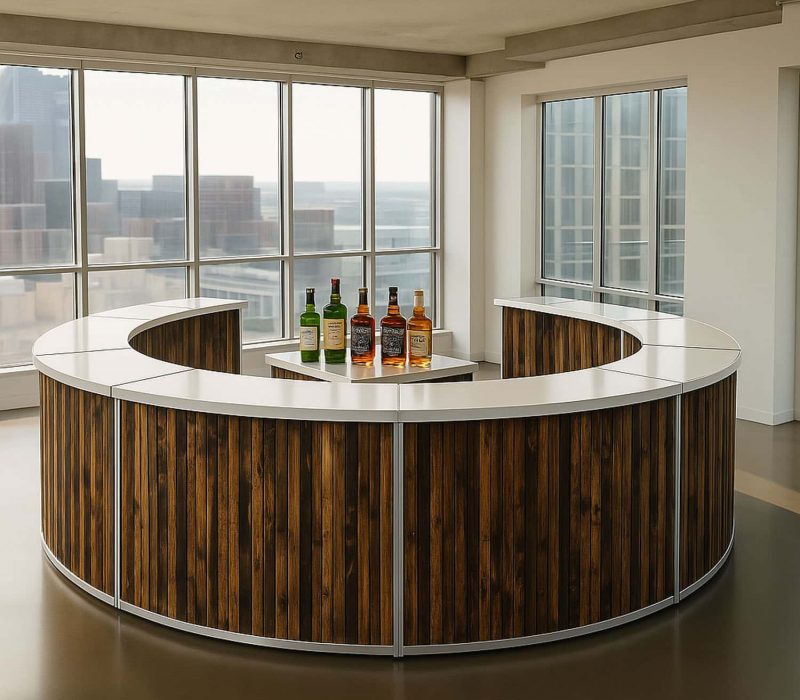 Custom Branded Circle Bar with Wood Panels