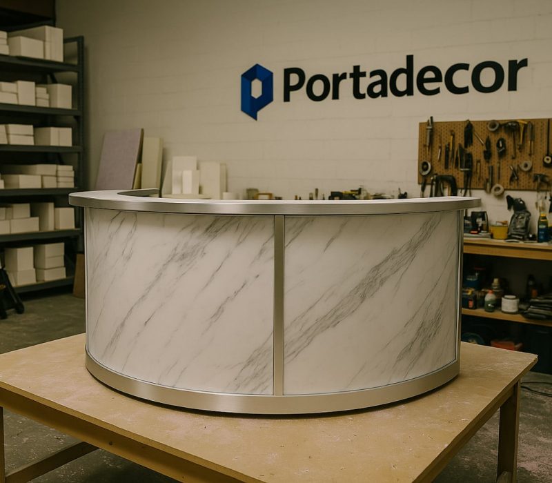 Custom Branded Circle Bar with Marble Panels
