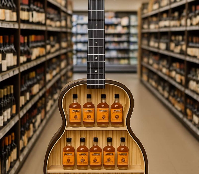 Guitar Shaped Liquor Bottle Display
