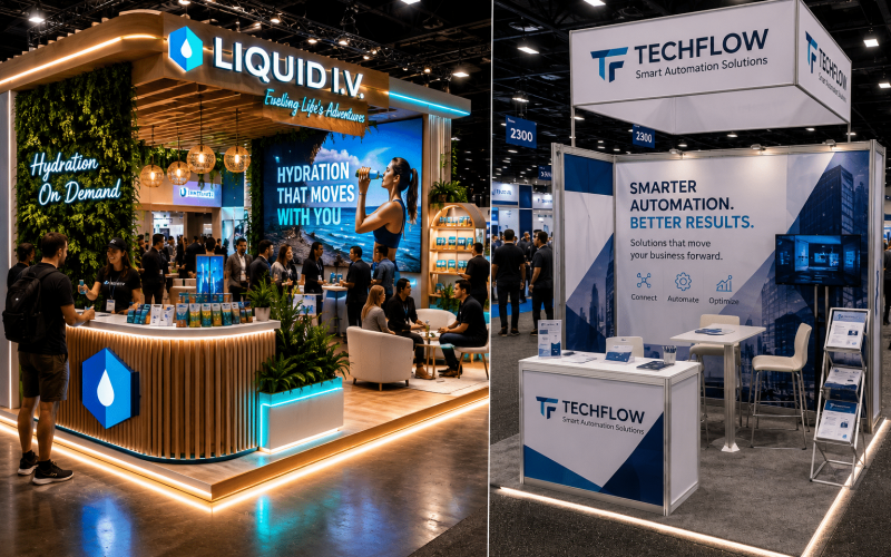 Experiential fabrication versus exhibit houses comparison for trade show booths, branded environments, custom fabrication, and experiential marketing activations.